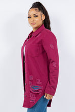 Load image into Gallery viewer, American Bazi Distressed Button Up Long Sleeve Denim Jacket