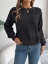 Load image into Gallery viewer, Openwork Round Neck Long Sleeve Sweater