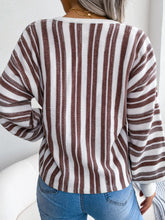 Load image into Gallery viewer, Striped Lace-Up Long Sleeve Sweater