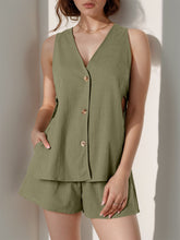 Load image into Gallery viewer, Full Size Button Up Top and Shorts Set