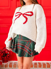 Load image into Gallery viewer, Bow Round Neck Dropped Shoulder Sweater