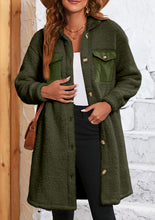 Load image into Gallery viewer, Collared Neck Long Sleeve Longline Teddy Jacket