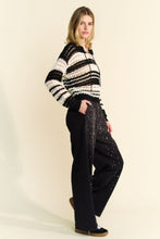 Load image into Gallery viewer, Davi &amp; Dani Contrast Striped Crochet Drop Shoulder Knit Cover Up