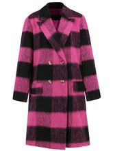 Load image into Gallery viewer, Plaid Double-Breasted Long Sleeve Coat