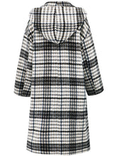 Load image into Gallery viewer, Plaid Double-Breasted Long Sleeve Longline Coat