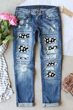Load image into Gallery viewer, Distressed Skeleton Pattern Jeans with Pockets