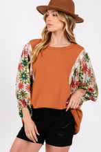 Load image into Gallery viewer, SAGE + FIG Full Size Printed Balloon Sleeve Contrast Top