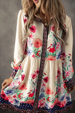 Load image into Gallery viewer, Flower Button Down Lantern Sleeve Dress