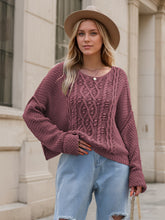 Load image into Gallery viewer, Round Neck Dropped Shoulder Long Sleeve Sweater