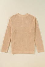 Load image into Gallery viewer, Side Slit Round Neck Long Sleeve Sweater