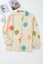 Load image into Gallery viewer, Striped Flower Button Up Long Sleeve Shirt
