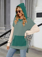 Load image into Gallery viewer, Double Take Contrast Hooded Long Sleeve Top