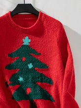 Load image into Gallery viewer, Christmas Tree Round Neck Raglan Sleeve Sweater