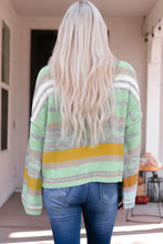 Load image into Gallery viewer, Contrast Striped Boat Neck Dropped Shoulder Sweater