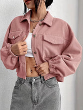 Load image into Gallery viewer, Collared Neck Dropped Shoulder Jacket