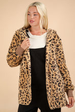 Load image into Gallery viewer, VERY J Fuzzy Leopard Long Sleeve Hooded Jacket