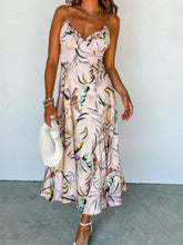 Load image into Gallery viewer, Slit Frill Printed Midi Cami Dress
