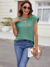 Load image into Gallery viewer, Textured Round Neck Cap Sleeve T-Shirt