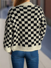 Load image into Gallery viewer, Checkered Button Up Round Neck Cardigan