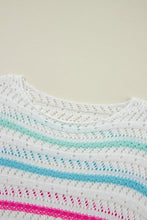 Load image into Gallery viewer, Openwork Striped Long Sleeve Knit Cover Up