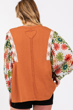 Load image into Gallery viewer, SAGE + FIG Full Size Printed Balloon Sleeve Contrast Top