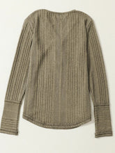 Load image into Gallery viewer, Textured V-Neck Long Sleeve T-Shirt
