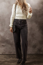 Load image into Gallery viewer, Cable-Knit Round Neck Long Sleeve Sweater