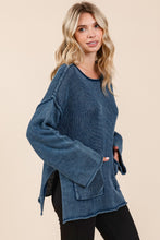 Load image into Gallery viewer, Mittoshop Mineral Wash Patch Pocket Cut Edge Sweater