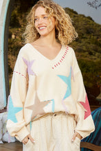 Load image into Gallery viewer, POL V-Neck Long Sleeve Star Fringe Sweater