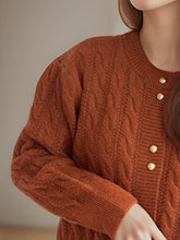 Load image into Gallery viewer, Cable-Knit Round Neck Long Sleeve Cardigan