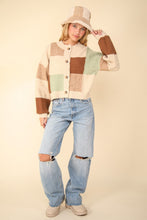 Load image into Gallery viewer, VERY J Color Block Button Down Textured Sweater Cardigan