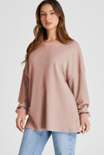 Load image into Gallery viewer, Waffle-Knit Long Sleeve Sweatshirt