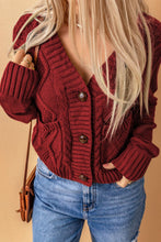 Load image into Gallery viewer, Cable-Knit Button Down V-Neck Cardigan