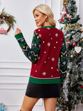 Load image into Gallery viewer, Christmas T-Rex Round Neck Long Sleeve Sweater