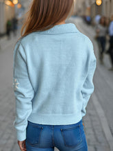 Load image into Gallery viewer, Pearl Trim Collared Neck Long Sleeve Cardigan
