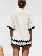 Load image into Gallery viewer, Contrast Trim Half Sleeve Top and Shorts Set