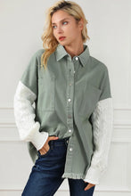 Load image into Gallery viewer, Raw Hem Collared Neck Button Up Long Sleeve Jacket