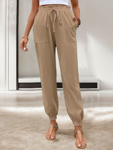 Load image into Gallery viewer, Tied Elastic Waist Pants with Pockets