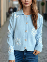 Load image into Gallery viewer, Pearl Trim Collared Neck Long Sleeve Cardigan