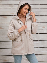Load image into Gallery viewer, Drawstring Long Sleeve Hooded Jacket