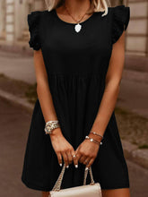 Load image into Gallery viewer, Full Size Ruffled Round Neck Cap Sleeve Denim Dress