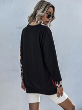 Load image into Gallery viewer, Perfee Leopard Contrast Long Sleeve Sweatshirt