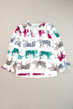 Load image into Gallery viewer, Printed Tie Neck Long Sleeve Blouse