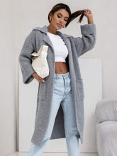 Load image into Gallery viewer, Pocketed Collared Neck Dropped Shoulder Cardigan