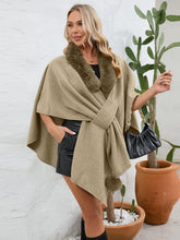 Load image into Gallery viewer, Fuzzy Trim Open Front Poncho