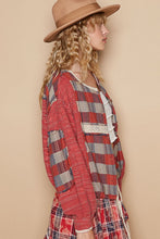 Load image into Gallery viewer, POL Round Neck Long Sleeve Plaid Shirt