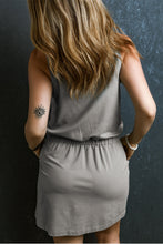 Load image into Gallery viewer, Drawstring Scoop Neck Mini Dress