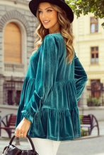 Load image into Gallery viewer, Peplum V-Neck Flounce Sleeve Blouse