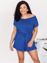 Load image into Gallery viewer, Ruffled Boat Neck Short Sleeve Romper