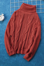 Load image into Gallery viewer, Cable-Knit Turtleneck Dropped Shoulder Sweater